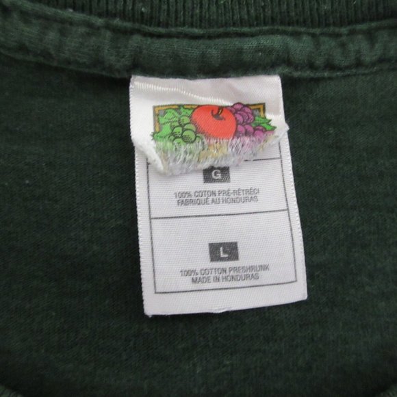 Fruit of the Loom T-Shirt Large Green Peak Performance Embroidered 100% Cotton - Picture 6 of 9